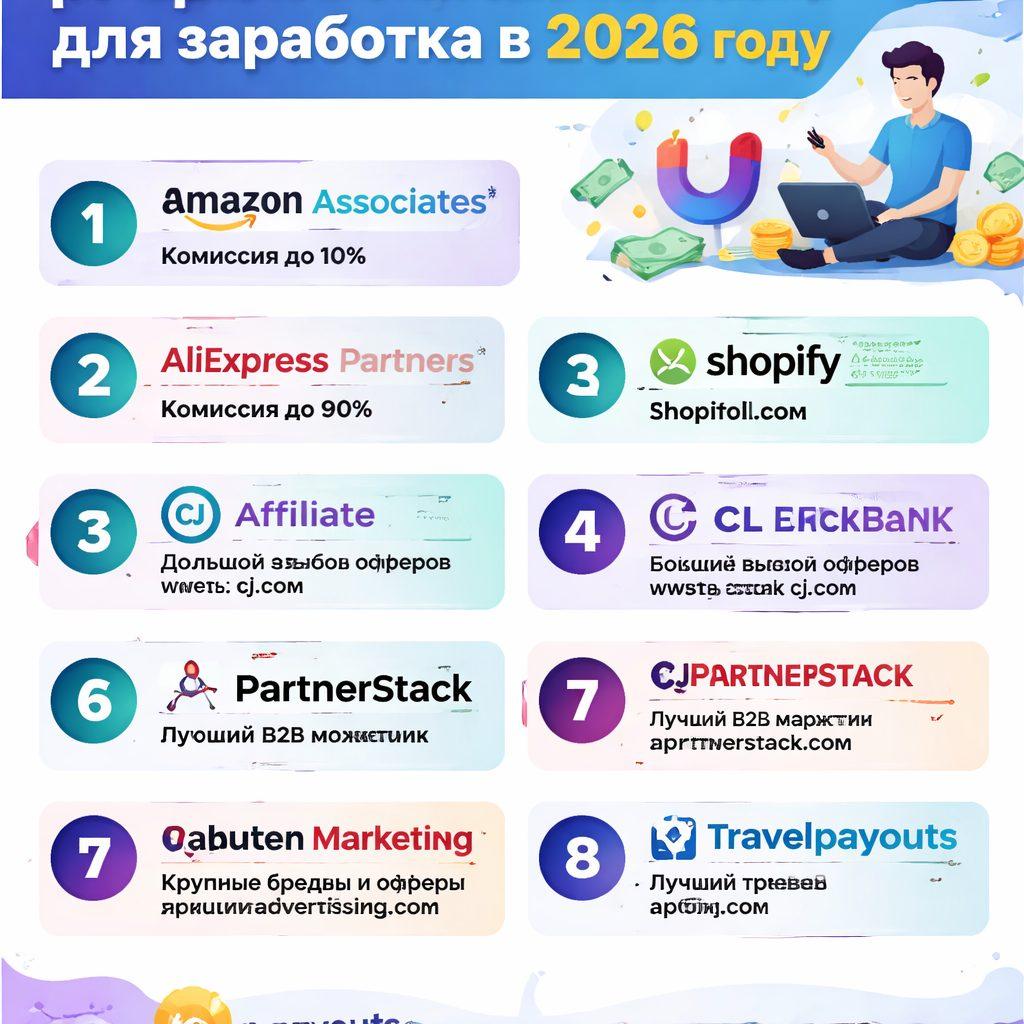 Лучшие партнерские программы для заработка в 2026 году